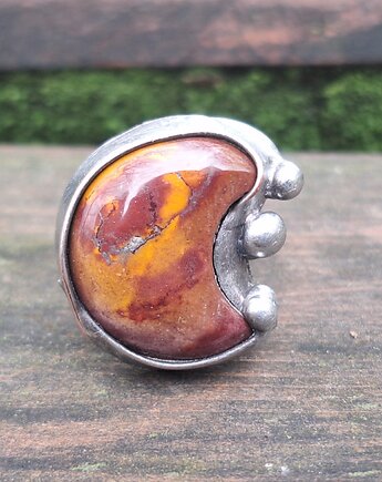 Księżycowy jaspis - pierścionek regulowany, po drugiej stronie lustra