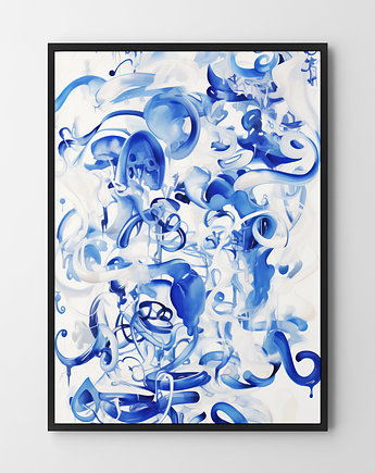 Plakat Abstrakcja niebieskie maziaje, OKAZJE - Prezenty pod Choinkę