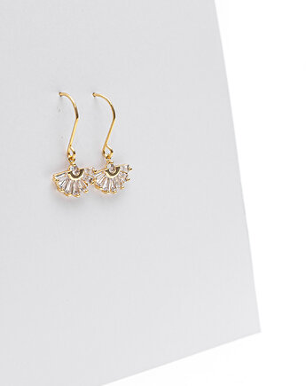 Błyszczące i eleganckie kolczyki pozłacane wachlarze Crystal Fan, mdesign