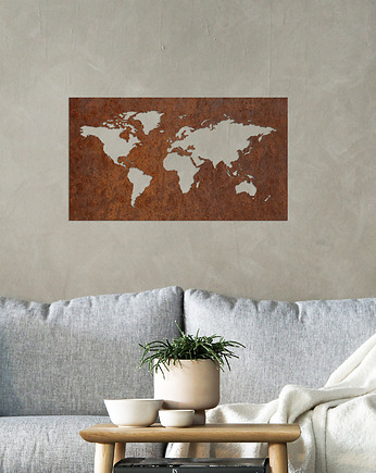 Mapa świata dekoracja ścienna ze stali corten, FIRSTROOM