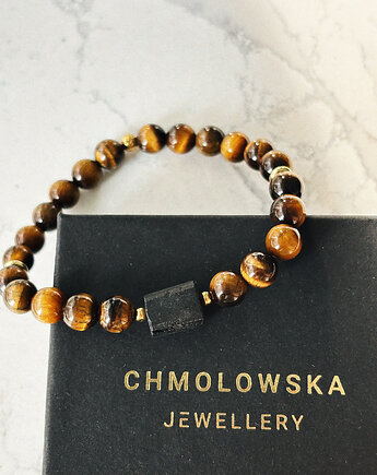 Bransoletka Męska Turmalin i  Tygrysie oko, Chmolowska Jewellery