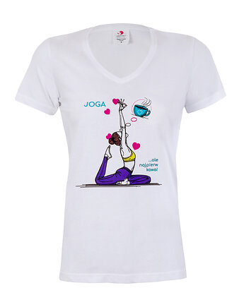 Bluzka t-shirt kawa JOGA  biała, Ella Dora