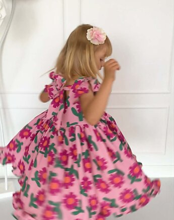 Sukienka Muślinowa Wanda Hot Pink, FajnieUbieramy