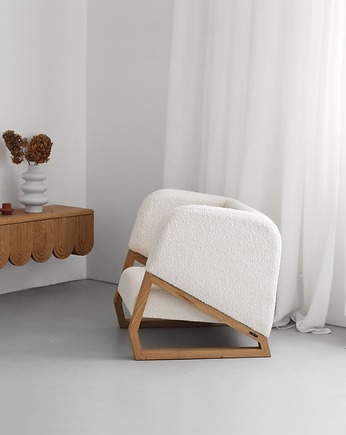 Fotel ZGRAB - nowoczesny tapicerowany tkanina typu bulkla 'baranek', melyo