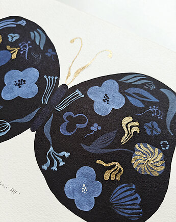 Art print SECRET Gardens VIII, druk giclee, granat i złoto, kasiakucwaj