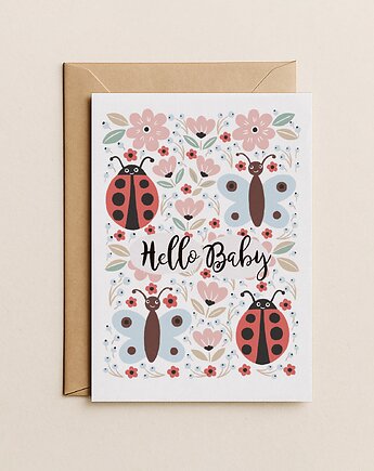 Kartka  na Narodziny dziecka - Hello Baby, Mint In Paper