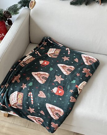 Koc Świąteczny Wzór Piernikowe Domki, poduszkownia