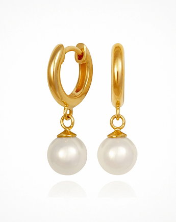 Kolczyki kółka z perłami Seashell- srebro 925 pozłacane, Coccola JEWELLERY