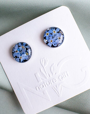 Kolczyki sztyfty z niezapominajkami, nature gift