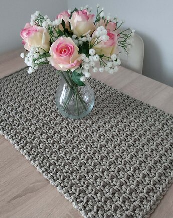 Bieżnik szydełkowy ze sznurka prostokątny 35cmx65cm, MISZ MASZ Dorota Tyszko