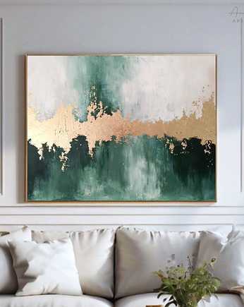 ZŁOTA LINIA NATURY  Ręcznie malowany obraz ze złotem 100x70 cm, Anna Jatczak Art