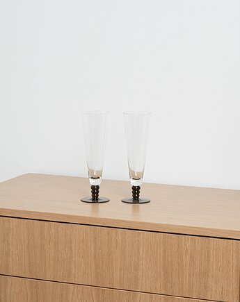 Para szklanych kieliszków, włoski design, lata 70, produkcja: Włochy, Przetwory design