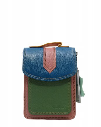 Torebka na telefon skórzana damska listonoszka z rączka i szlufką na pasek, Olivka Warsaw