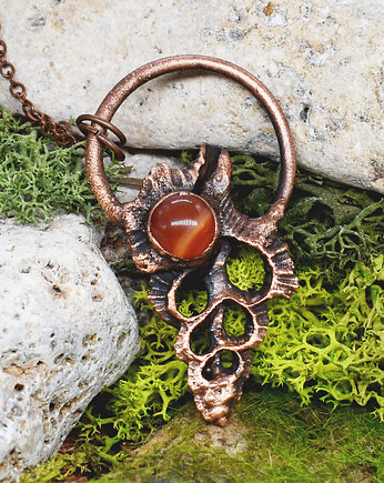 Miedziany wisior z agatem i muszlą Skrzydlatego trytona, Spirit Of Copper
