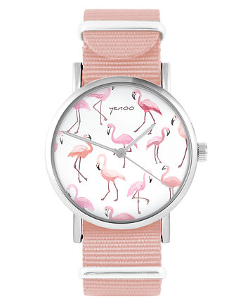 Zegarek - Flamingi - brzoskwiniowy róż, yenoo