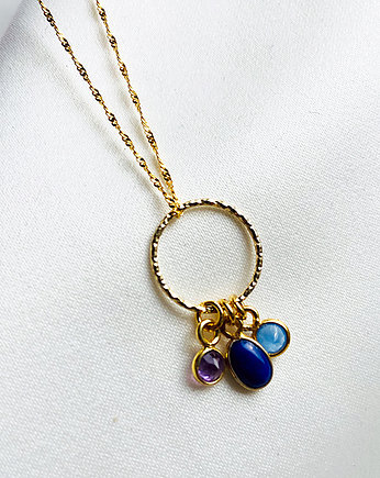 Naszyjnik z kamieniami, chalcedon ametyst, Anemon Atelier