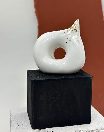 Korek do wina/  figurka  porcelanowa, biały królik ceramika