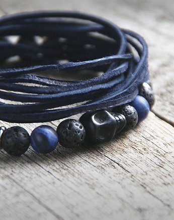 KOMPLET męskich bransoletek :: navy BLUE & BLACK, kaktusia