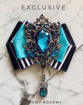 Brosza  z Ogromnym lazurowym  kryształem NEW, Pudrowy Różowy