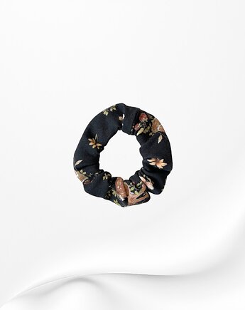 Scrunchie gumka frotka wąska leśna czarna, Zdunetti