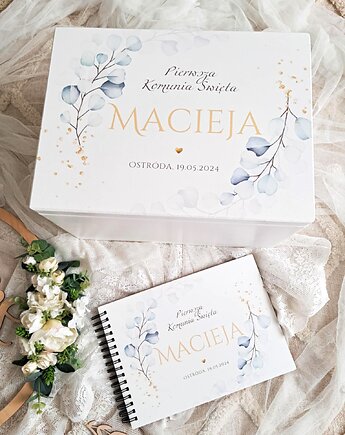 Zestaw komunijny EUKALIPTUS z personalizacją, prezent, pamiątka Komunii, LOO LOO DREAM