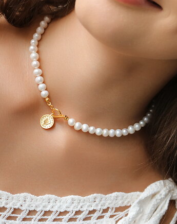 Naszyjnik perły oraz srebra 925 pozłacanego, Coccola JEWELLERY