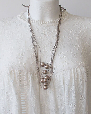 Perłowy brąz Lekki Naszyjnik lniany, galeria nuit