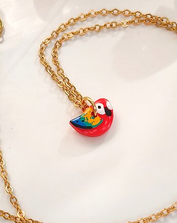 Naszyjnik z papugą arą, wisiorek dla ornitologa, dla pracownika zoo, boho, Dary Rusałki