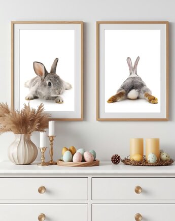 DWA PLAKATY do pokoju dziecka KRÓLIK ZAJĄC Wielkanoc, black dot studio