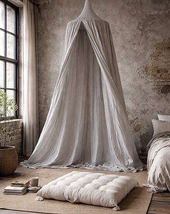 Baldachim bawełniany do pokoju dziecka - szary, nisza