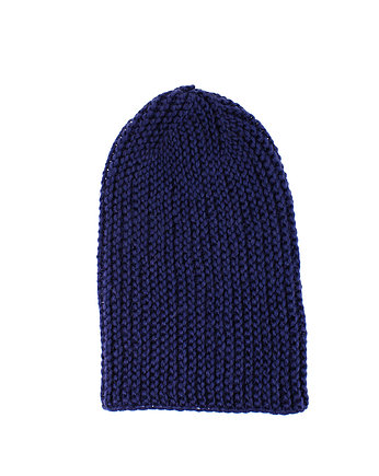 Granatowa długa czapka beanie nerd krasnal hipster, RękaProduction