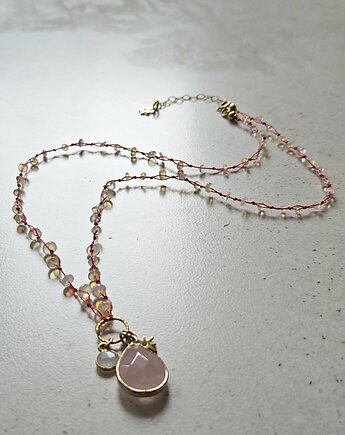 Naszyjnik N58  Opal etiopski, kamień księżycowy, Ag925, Trawelerka