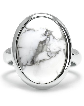 Stone - Srebrny pierścionek z howlitem, Kuźnia Srebra