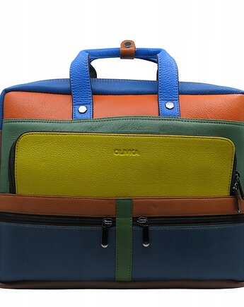 Aktówka torba na laptopa skórzana rączki regulowany pasek kieszenie OLIVKA, Olivka Warsaw