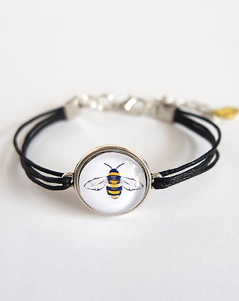 Bransoletka - Pszczoła - czarna, sznurki, yenoo