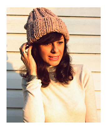 Czapka beanie pastelowy róż z wełną, Mademoiselle Patrini