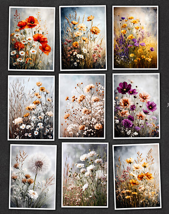 Kwiecista łąka - zestaw 9 grafik, JBJart Justyna Jaszke