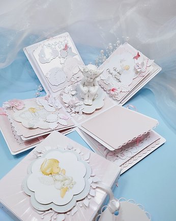 Pudełeczko z aniołkiem, pamiątka Chrztu z personalizacją dla dziewczynki, Card Design World
