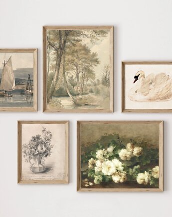 Vintage obrazy malarstwo galeria ścienna stare, black dot studio