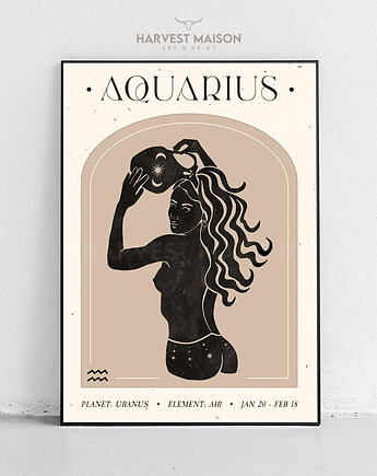 Plakat Pomysł na prezent Zodiakalna Kobieta Znak Zodiaku Wodnik, Harvest Maison
