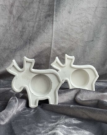 Świecznik z gipsu - łoś / renifer, Mrs Betoniara