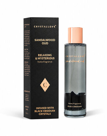 CRYSTALLOVE Sandalwood Oud & Black Obsidian Mgiełka Zapachowa do Wnętrz 100 ml, CRYSTALLOVE