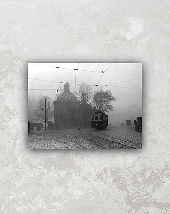 Plakat Vintage Prostokąt - Tramwaj przy kościele Św. Wojciecha, Galeria LueLue