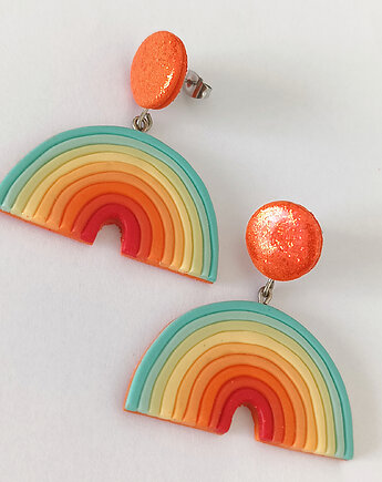 Kolorowe kolczyki retro tęcza, OMIFIMO