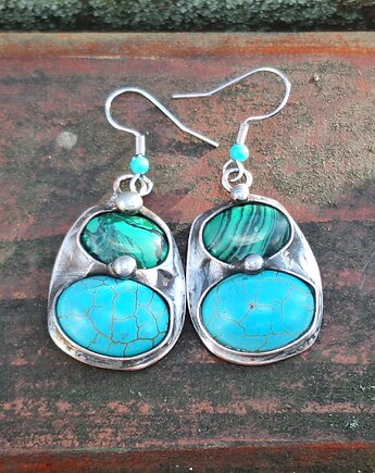 Kolczyki Zielone i niebieskie, po drugiej stronie lustra