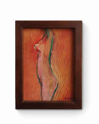 Obraz ręcznie malowany na płótnie 21 x 15 cm - kobieta, Kasia Kulicka