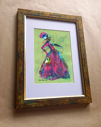 Kumoszka 4 - akwarela 16x24 cm unikat, Katarzyna Radzka