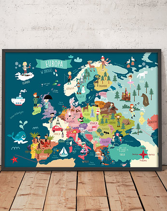 Mapa Europy II. Plakat 50x70 cm, OKAZJE - Prezent na Chrzciny