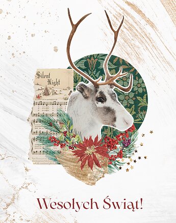 Plakat Kolaż Renifer, Pracownia RetroBotanica