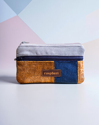 Szaro-miodowo-granatowy portfel, raspberi